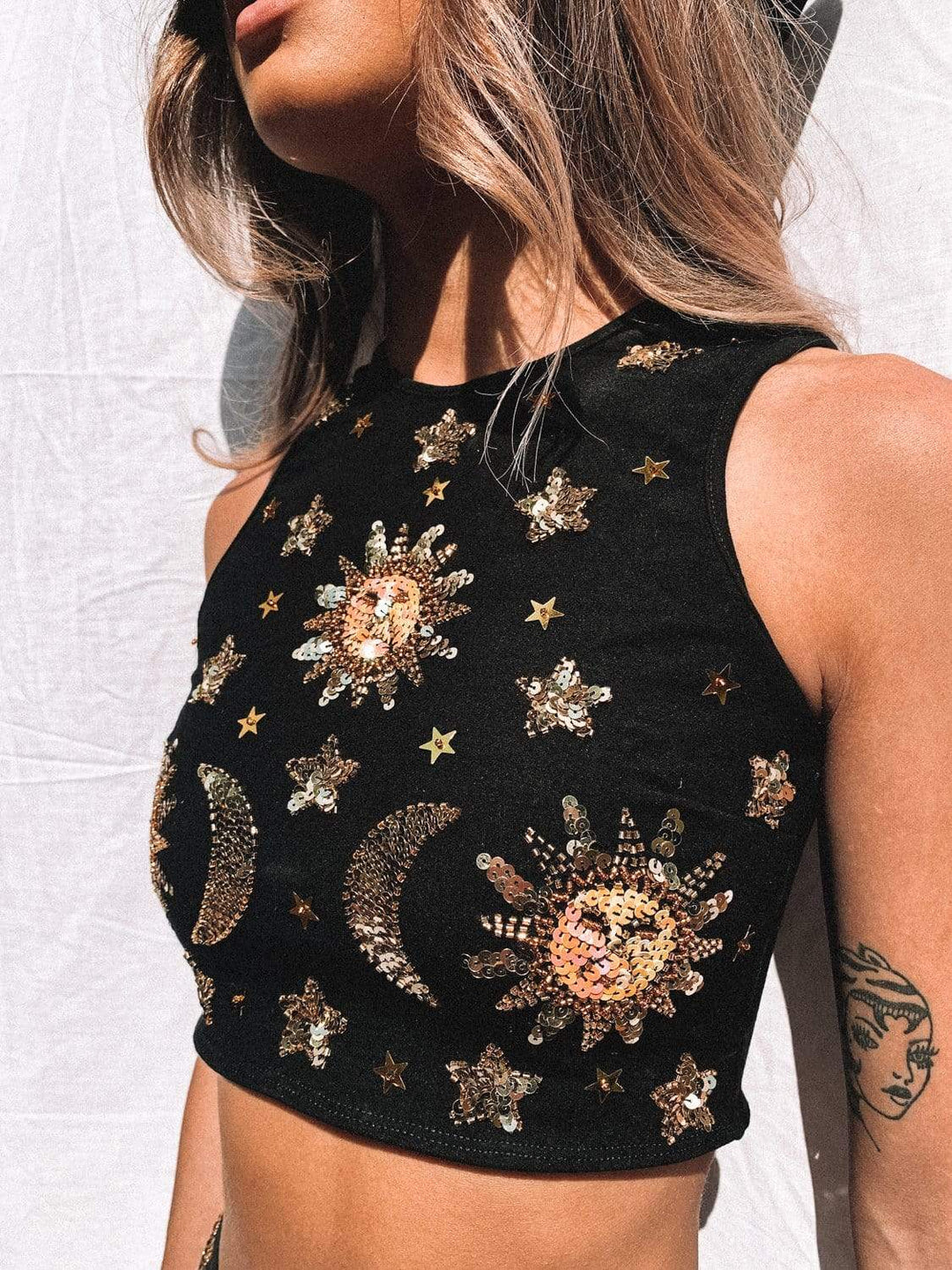 MADE TO ORDER / STELLA SEQUIN SPARKLE MINI CROP - Her Pony